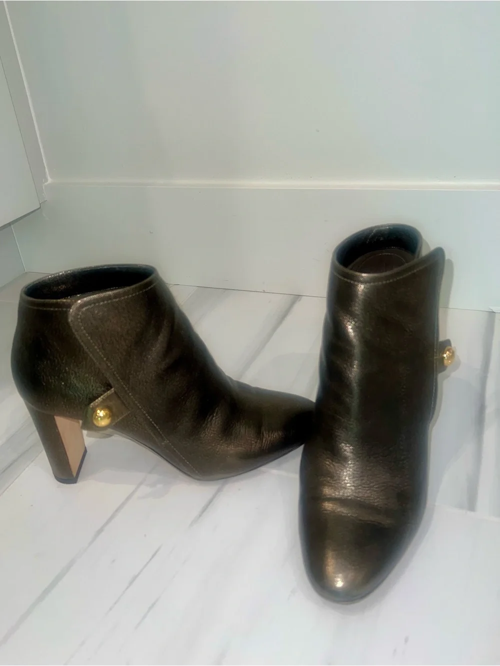JIMMY CHOO Bronze Metallic Leather Ankle Bootie-GREAT CONDITION